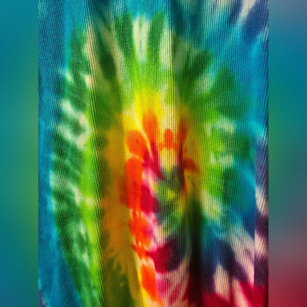 Tie dye 🌈 Rainbow cotton dress S - Picture 2 of 5